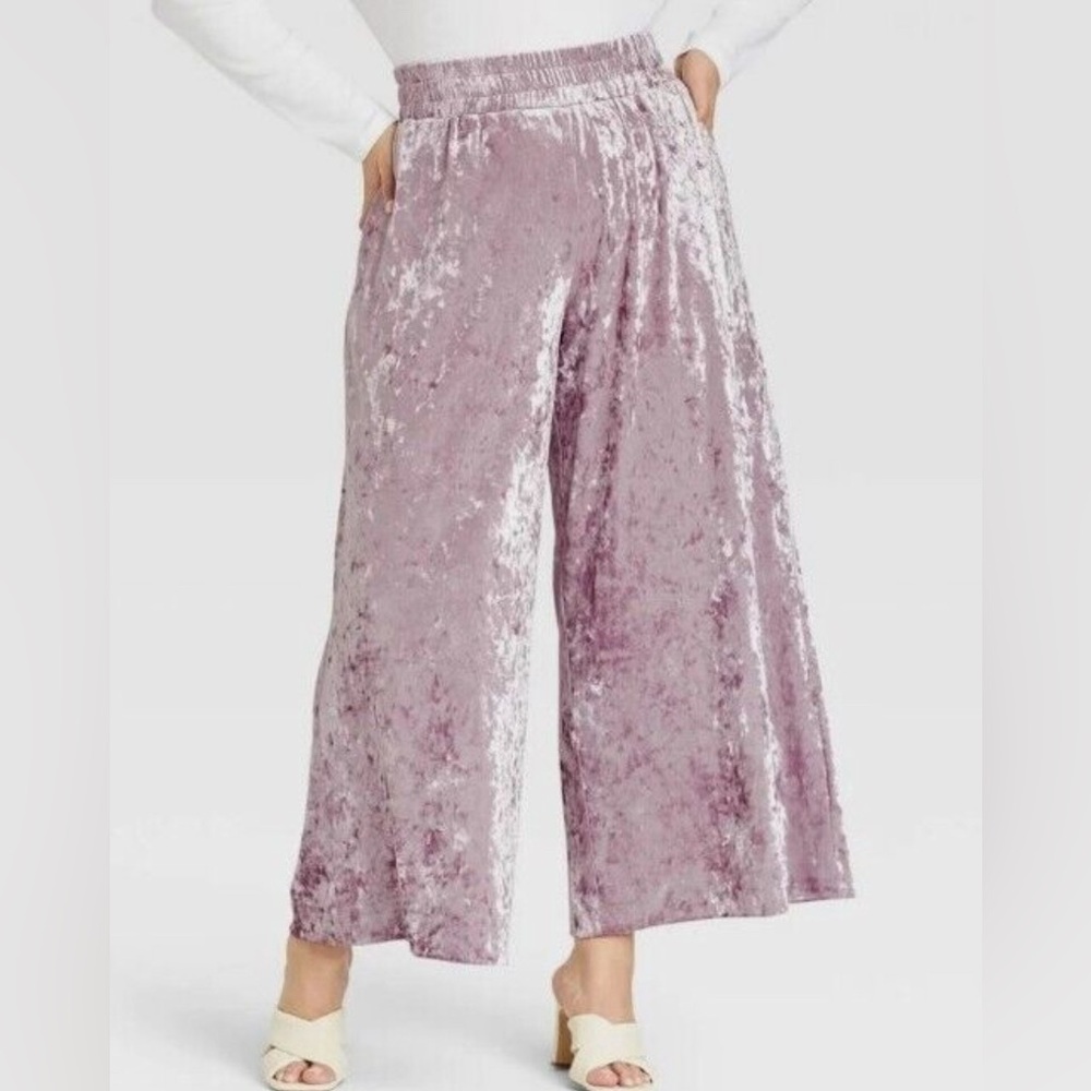 A New Day purple velour wide leg pants